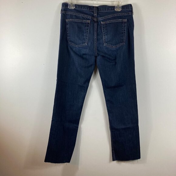 Womens J Crew Matchstick Blue Jeans Straight Leg Mid Rise Raw Hem 28S - Picture 2 of 8